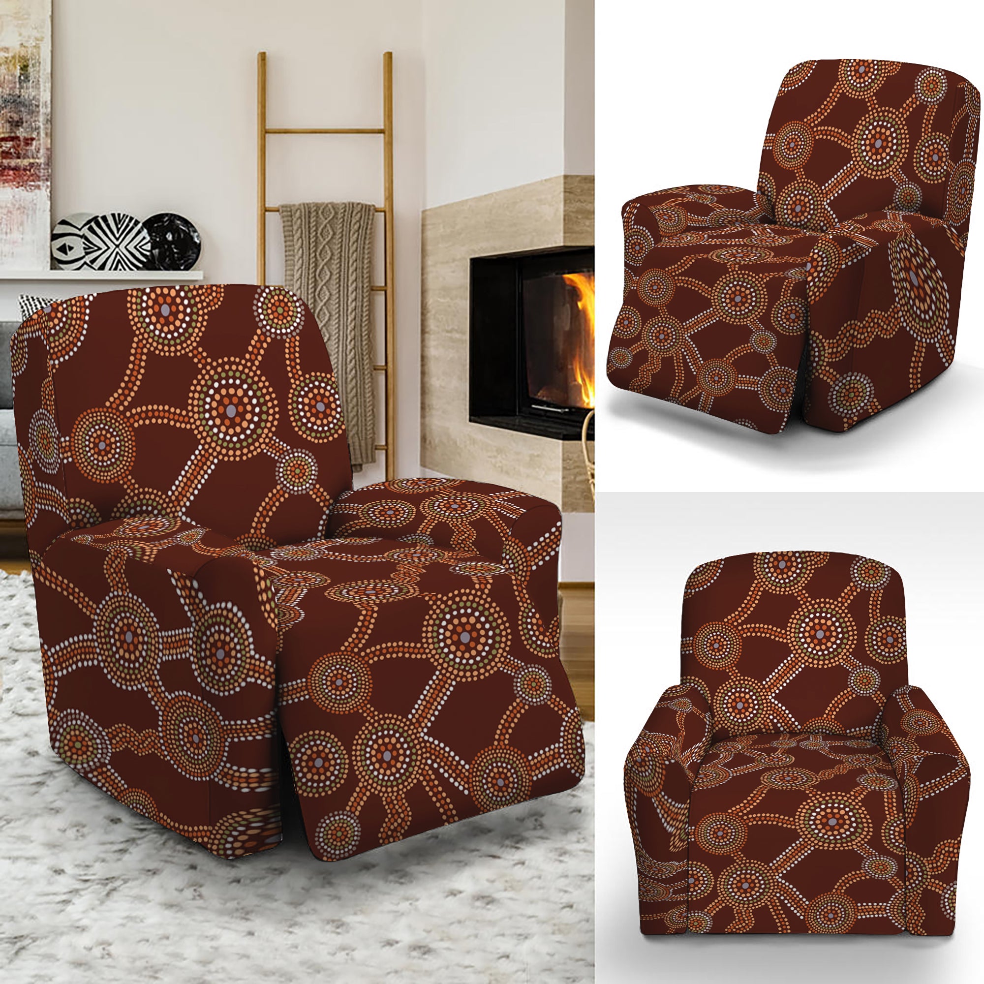 Aboriginal Indigenous Dot Pattern Print Recliner Slipcover