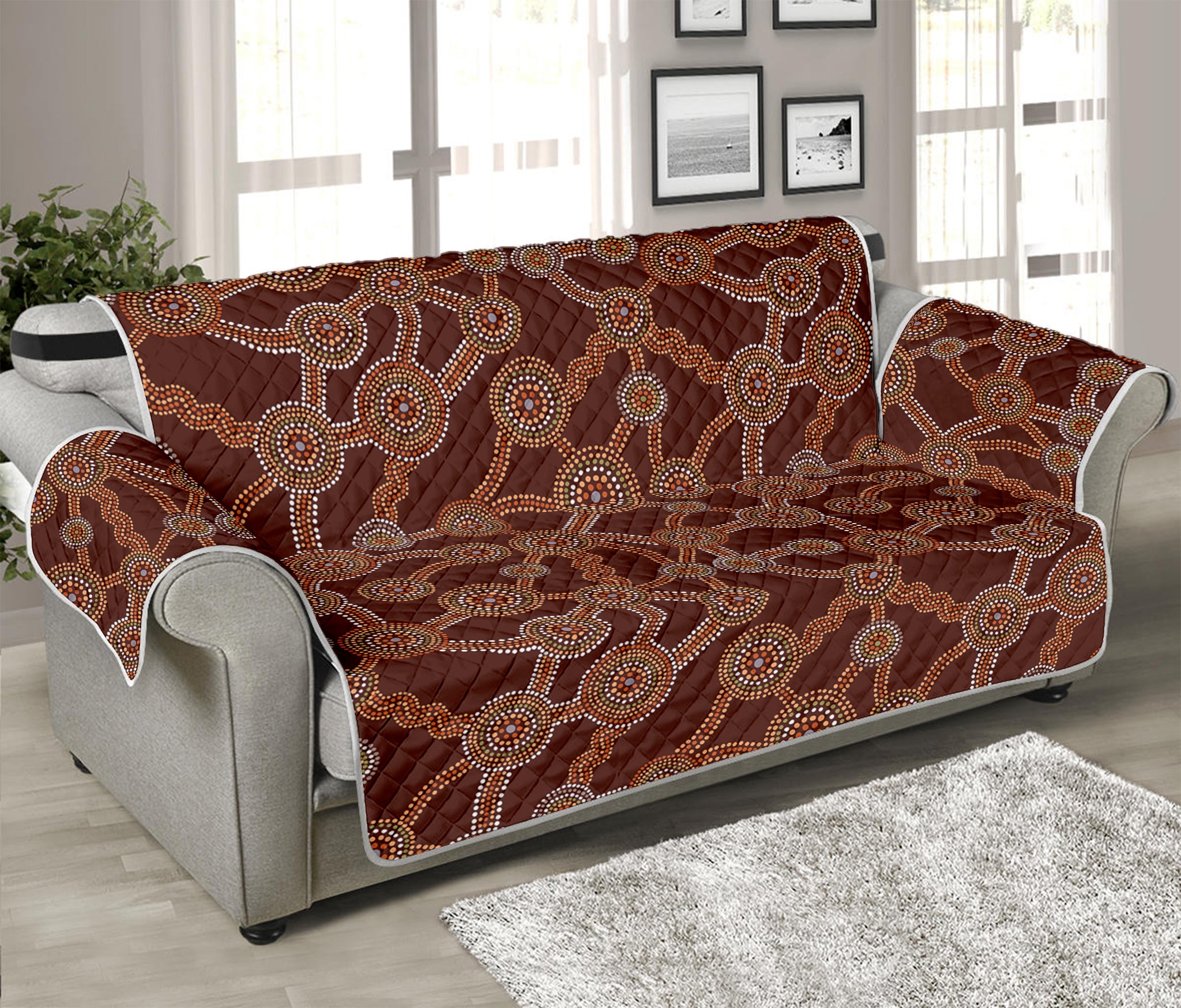 Aboriginal Indigenous Dot Pattern Print Sofa Protector