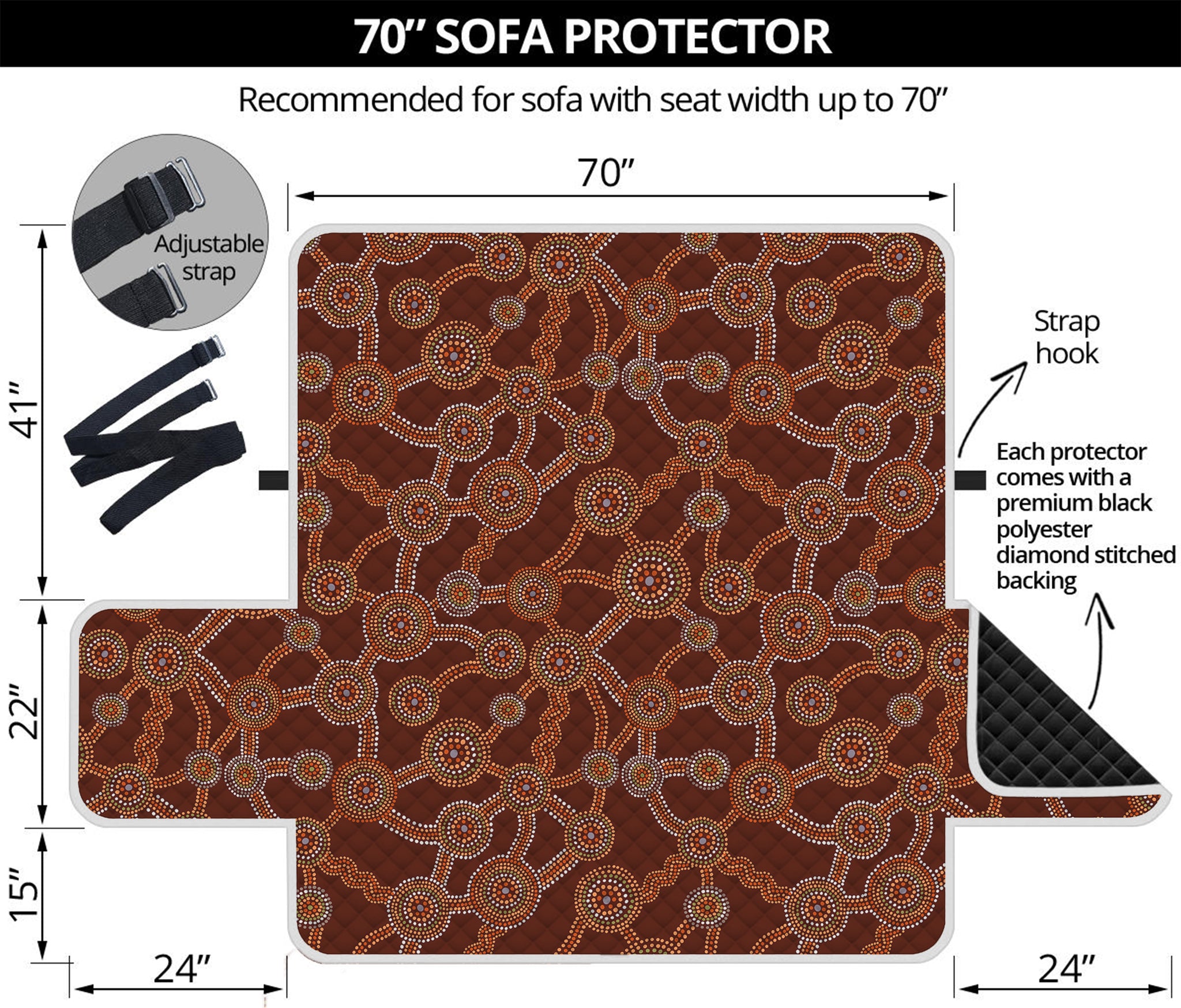 Aboriginal Indigenous Dot Pattern Print Sofa Protector