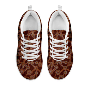 Aboriginal Indigenous Dot Pattern Print White Sneakers