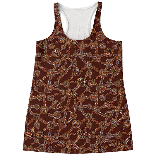 Aboriginal Indigenous Dot Pattern Print Women's Racerback Tank Top