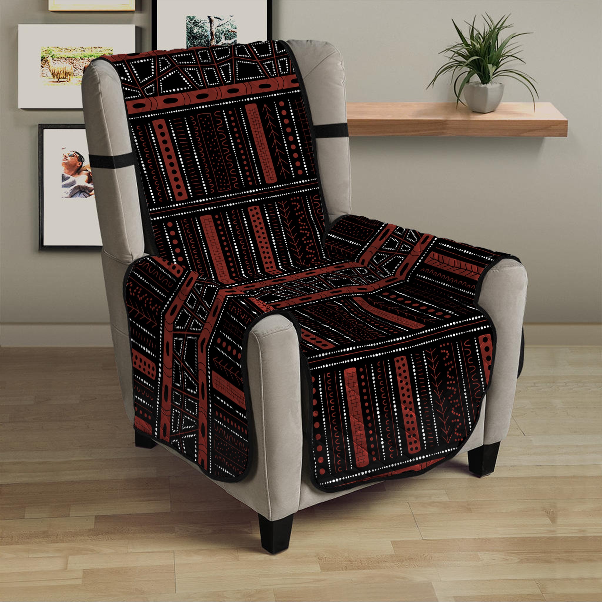 Aboriginal Indigenous Pattern Print Armchair Protector