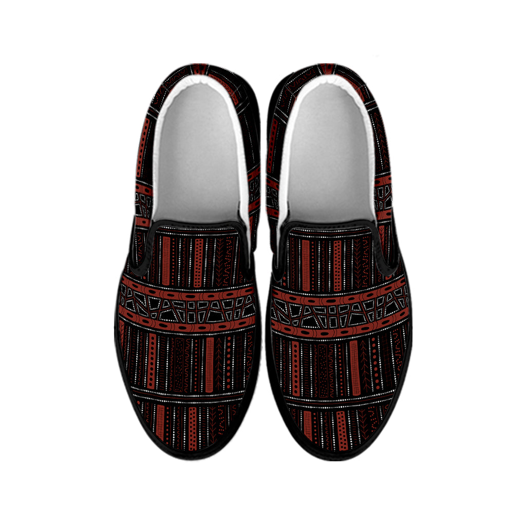 Aboriginal Indigenous Pattern Print Black Slip On Shoes