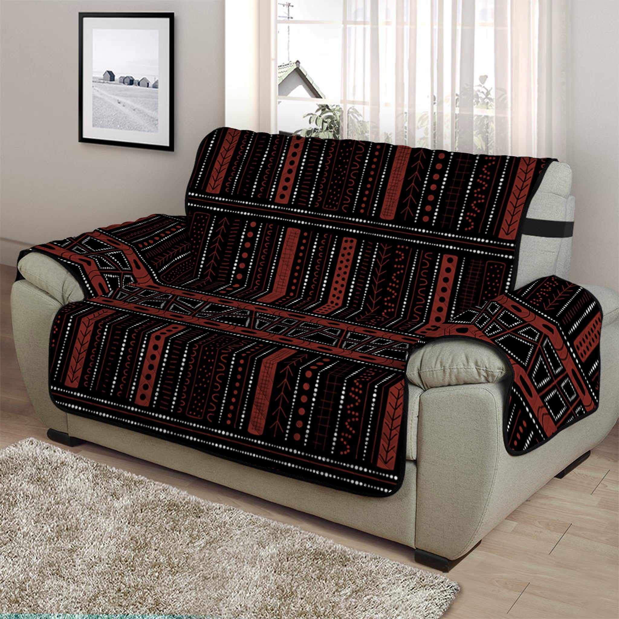 Aboriginal Indigenous Pattern Print Half Sofa Protector