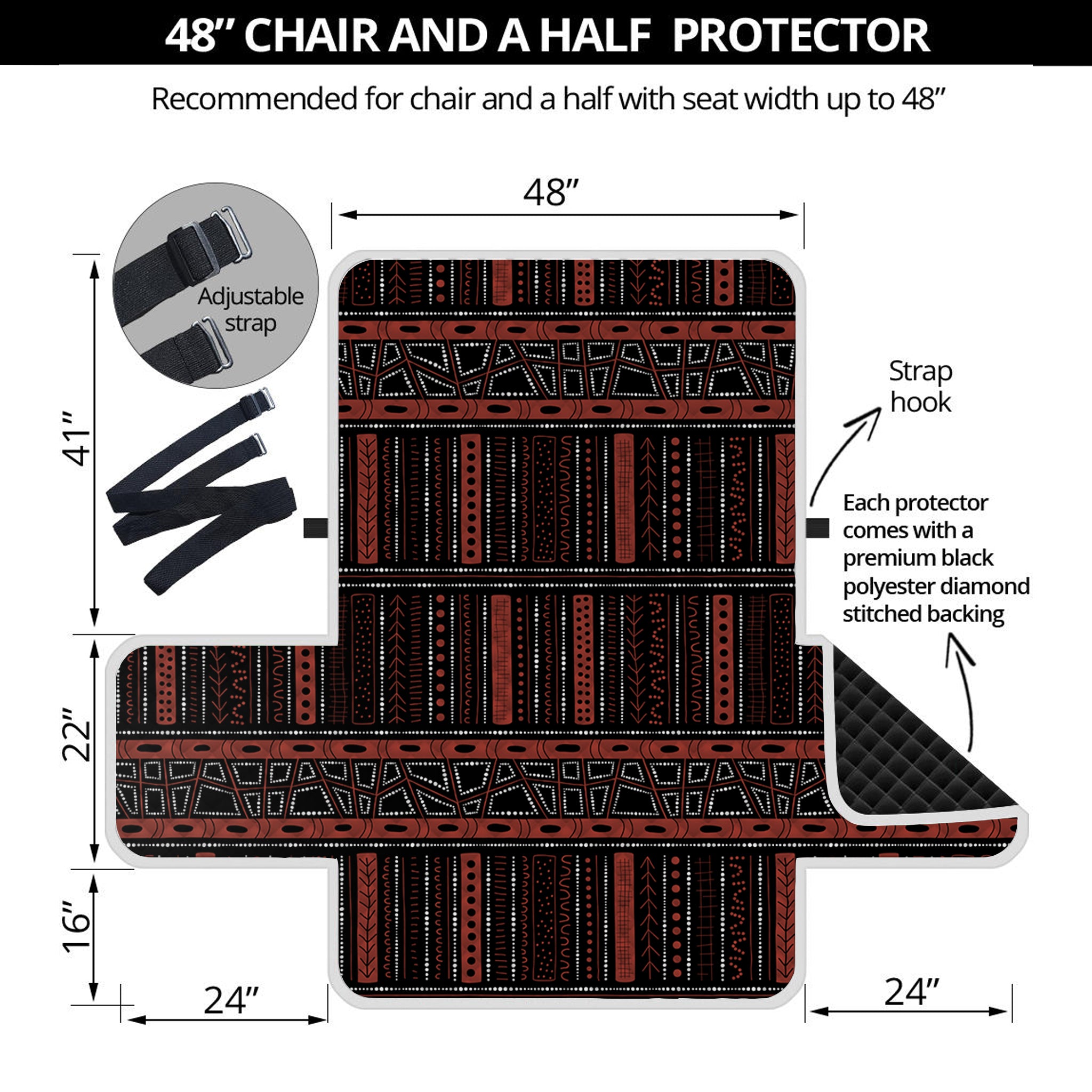 Aboriginal Indigenous Pattern Print Half Sofa Protector