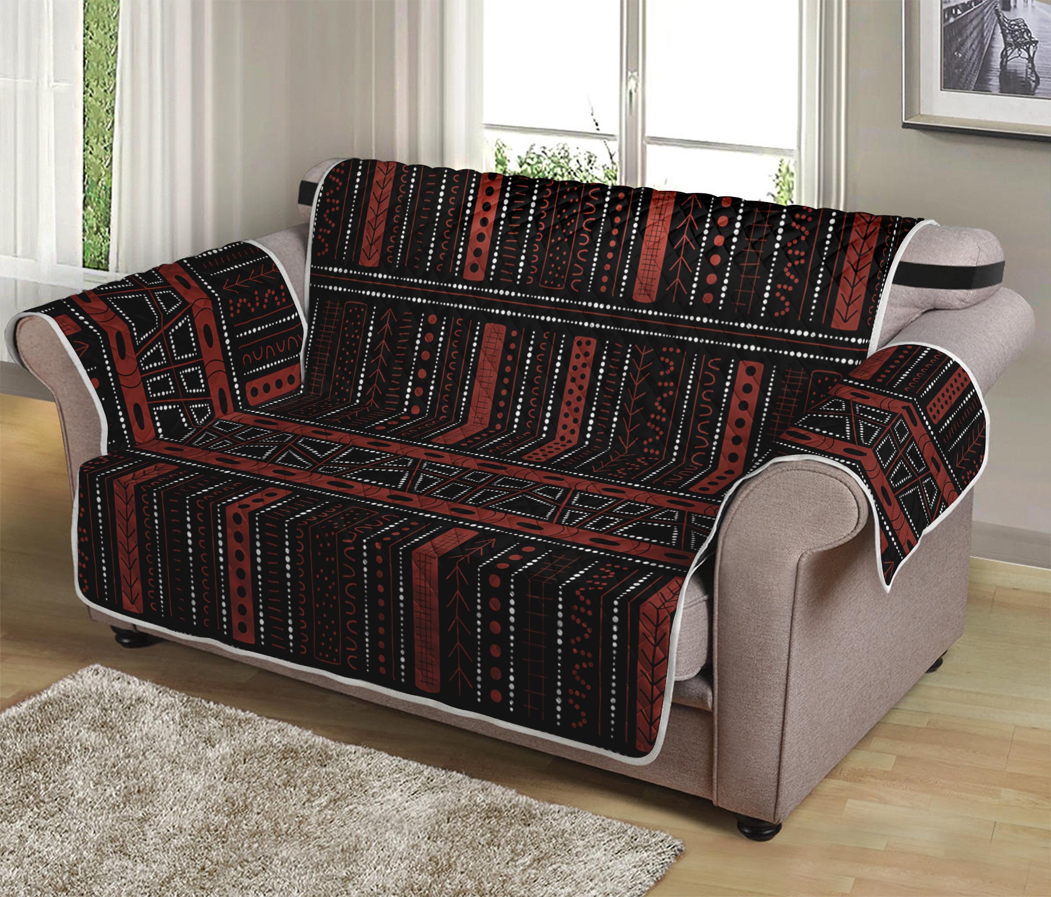 Aboriginal Indigenous Pattern Print Loveseat Protector