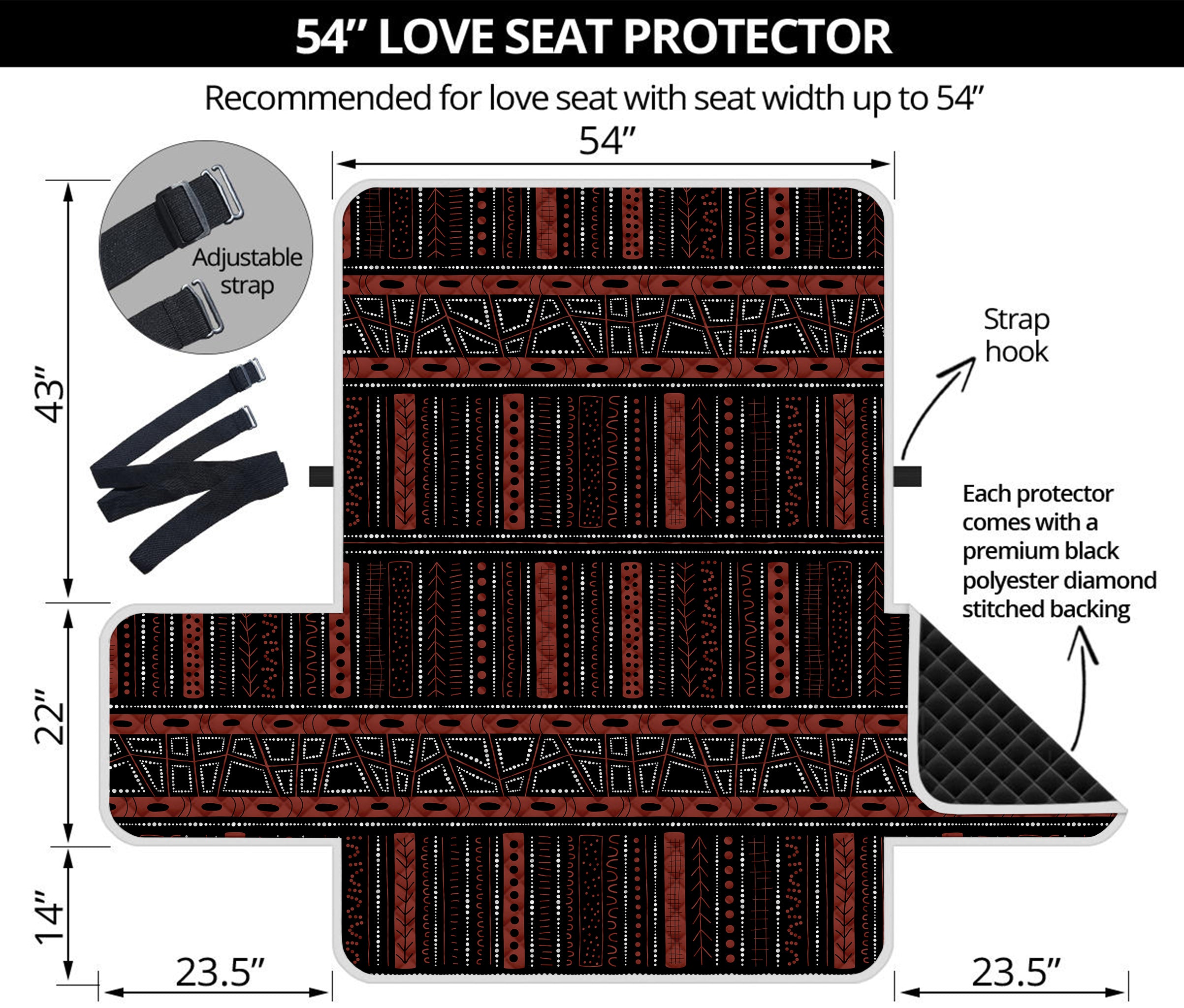 Aboriginal Indigenous Pattern Print Loveseat Protector