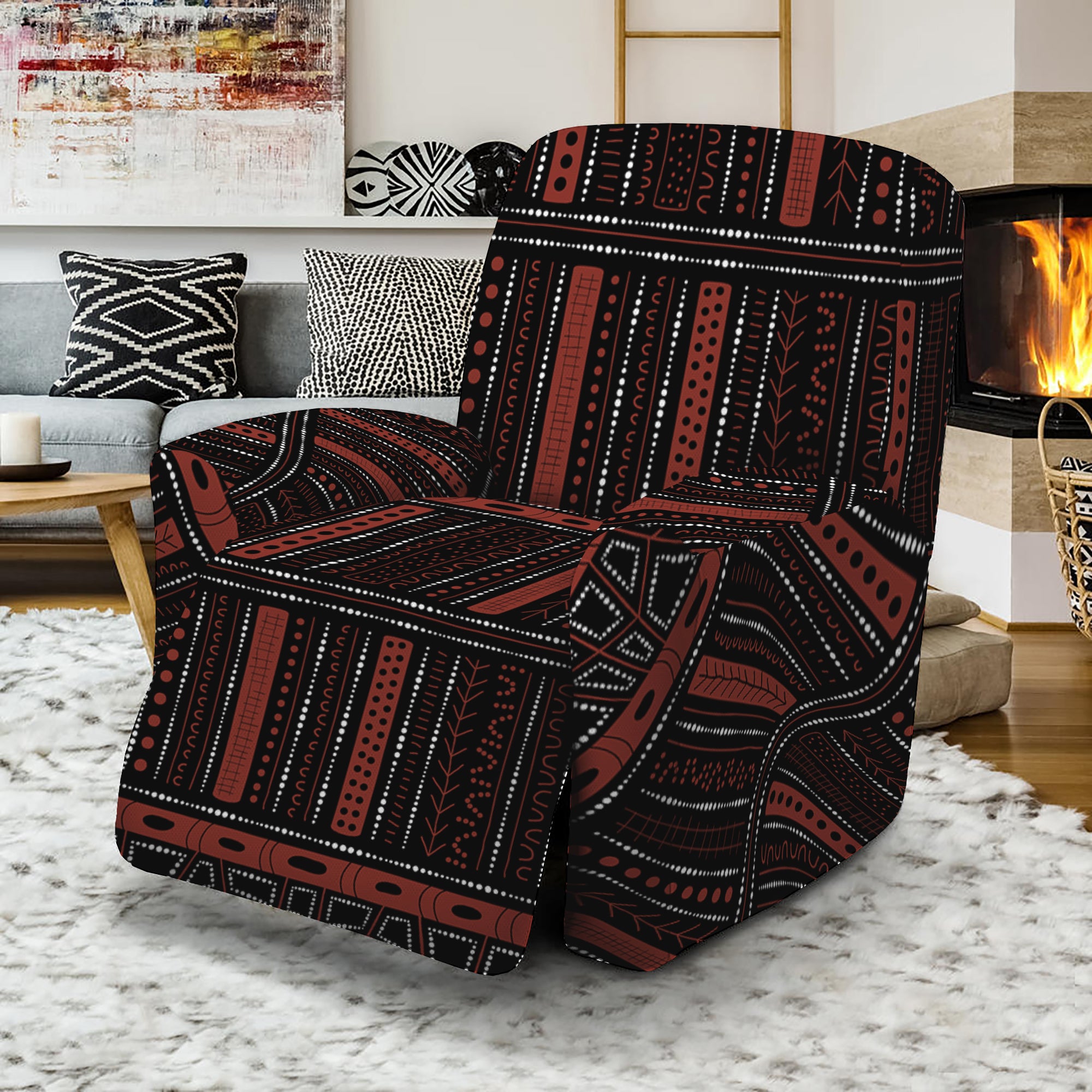 Aboriginal Indigenous Pattern Print Recliner Slipcover