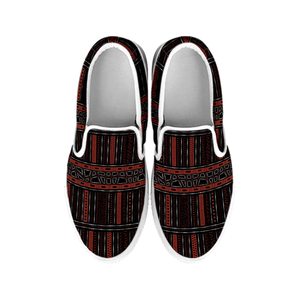 Aboriginal Indigenous Pattern Print White Slip On Shoes