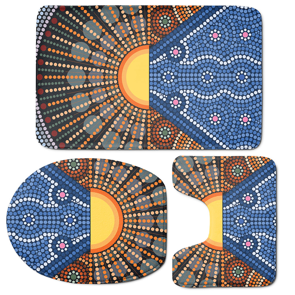 Aboriginal Indigenous Sunset Art Print 3 Piece Bath Mat Set