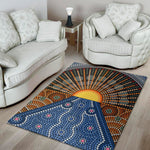 Aboriginal Indigenous Sunset Art Print Area Rug