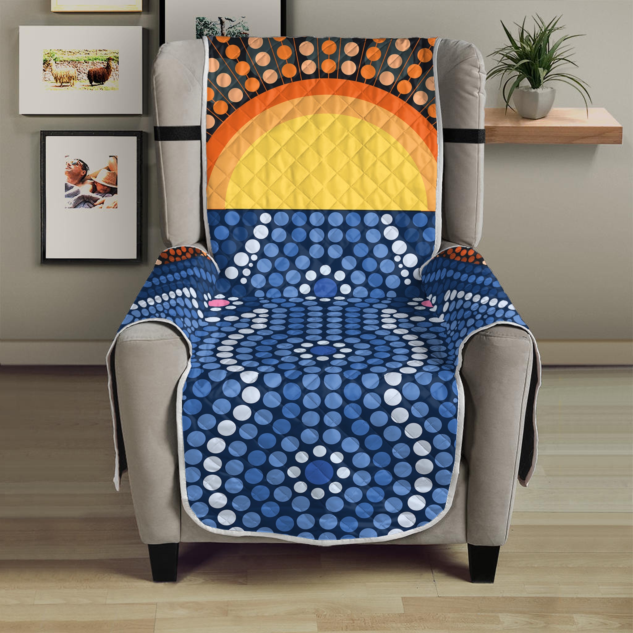 Aboriginal Indigenous Sunset Art Print Armchair Protector