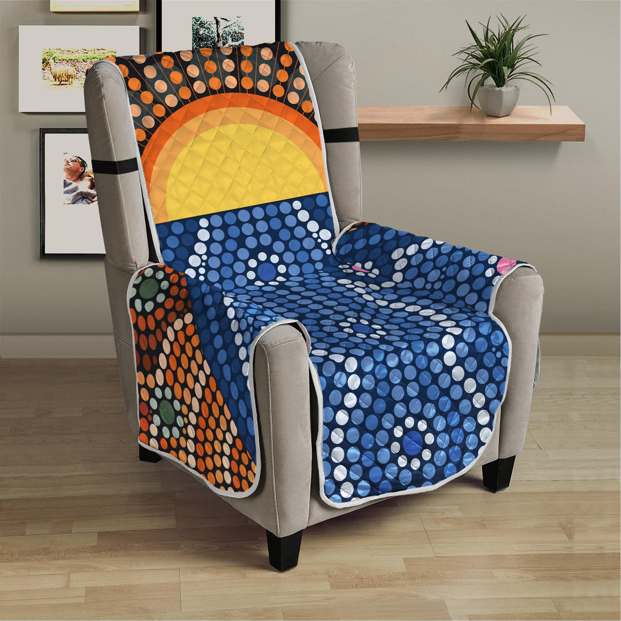 Aboriginal Indigenous Sunset Art Print Armchair Protector