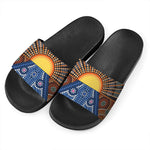 Aboriginal Indigenous Sunset Art Print Black Slide Sandals
