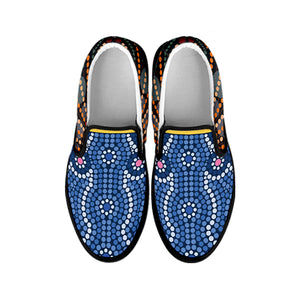 Aboriginal Indigenous Sunset Art Print Black Slip On Shoes