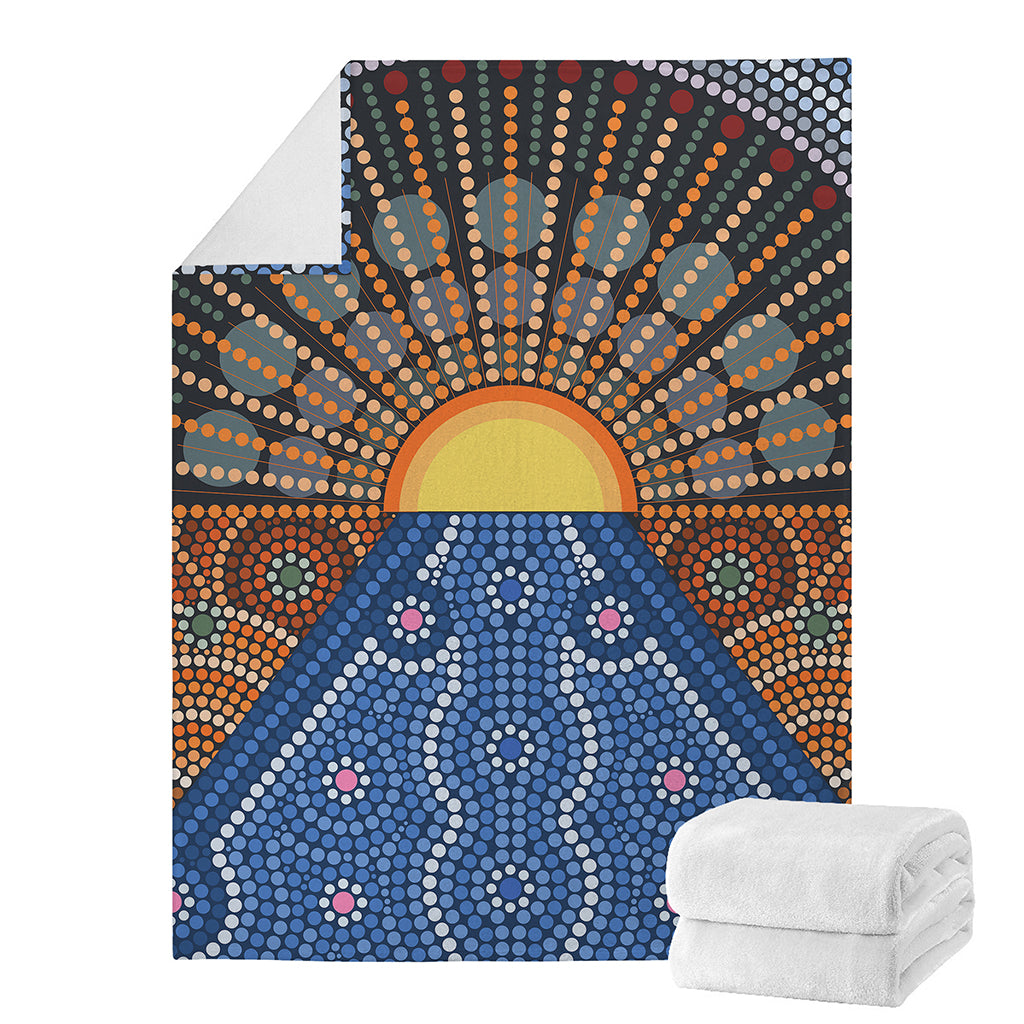Aboriginal Indigenous Sunset Art Print Blanket