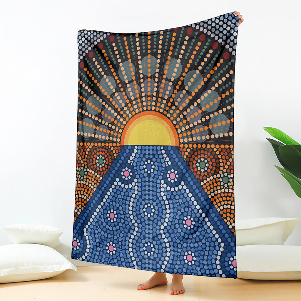 Aboriginal Indigenous Sunset Art Print Blanket