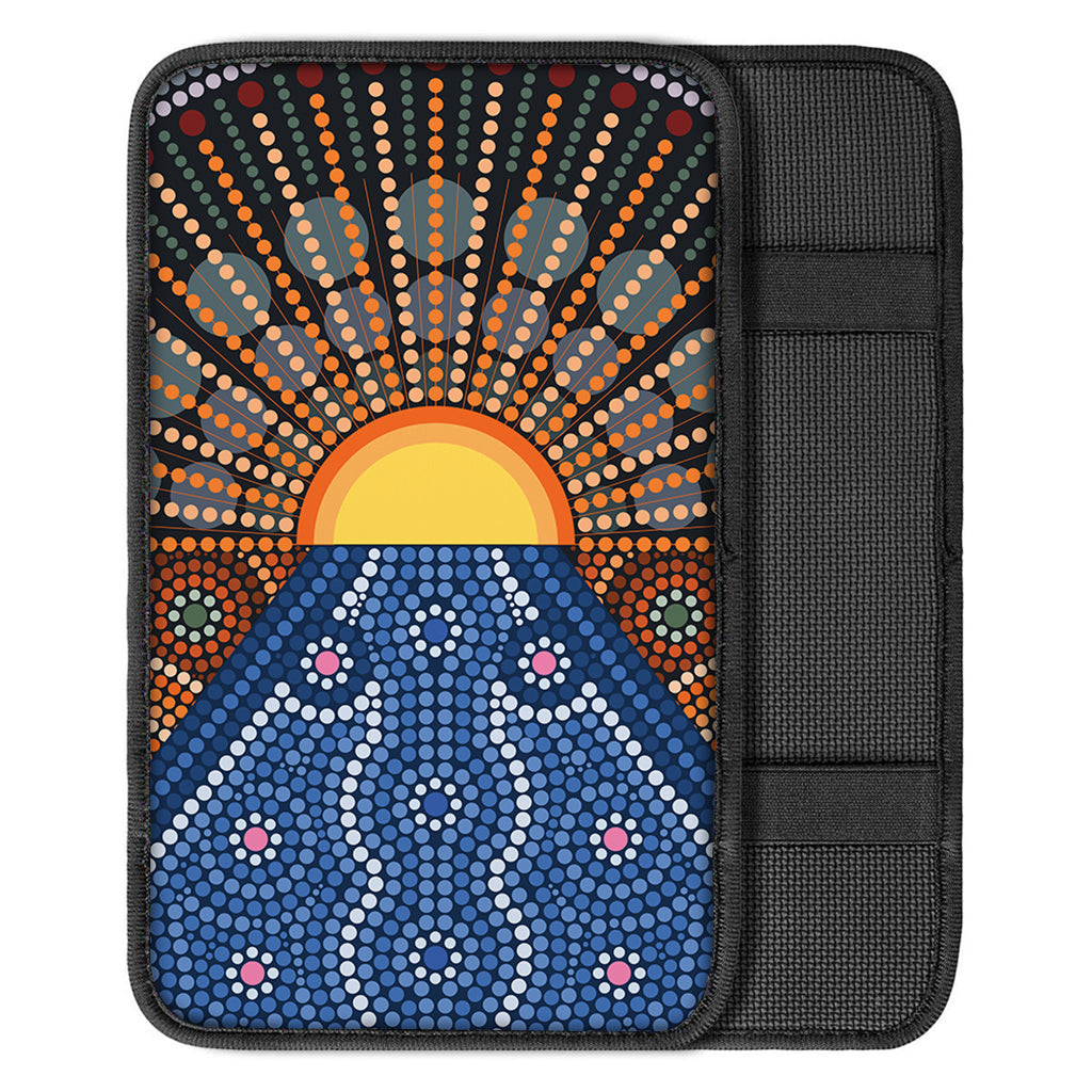 Aboriginal Indigenous Sunset Art Print Car Center Console Cover