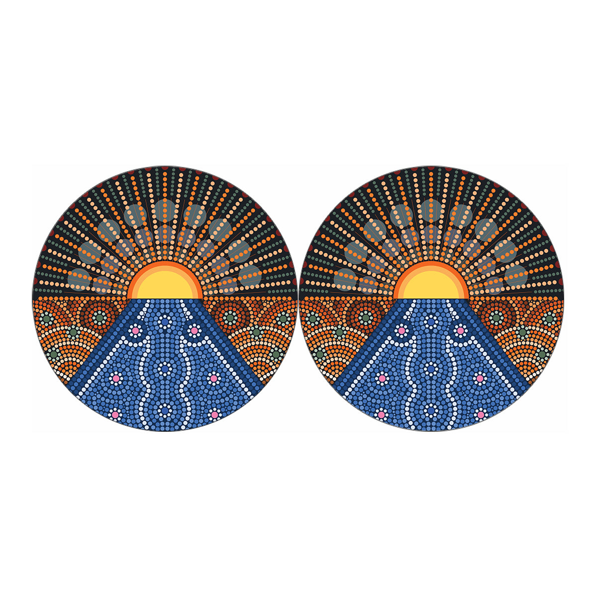 Aboriginal Indigenous Sunset Art Print Car Coasters