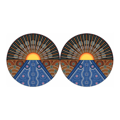Aboriginal Indigenous Sunset Art Print Car Coasters