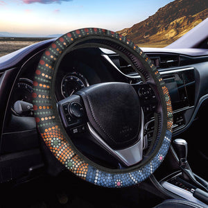 Aboriginal Indigenous Sunset Art Print Car Steering Wheel Cover