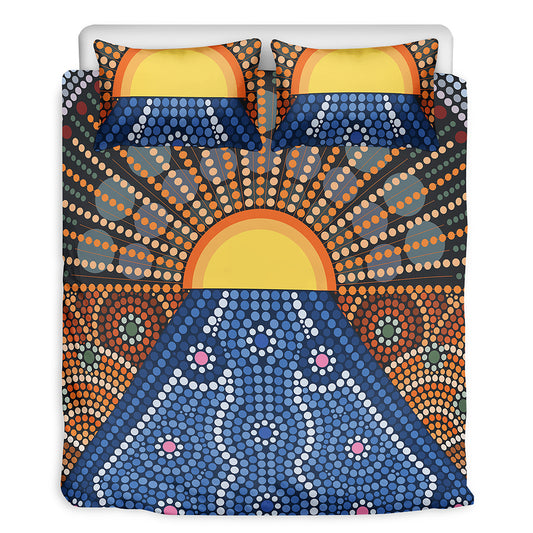 Aboriginal Indigenous Sunset Art Print Duvet Cover Bedding Set