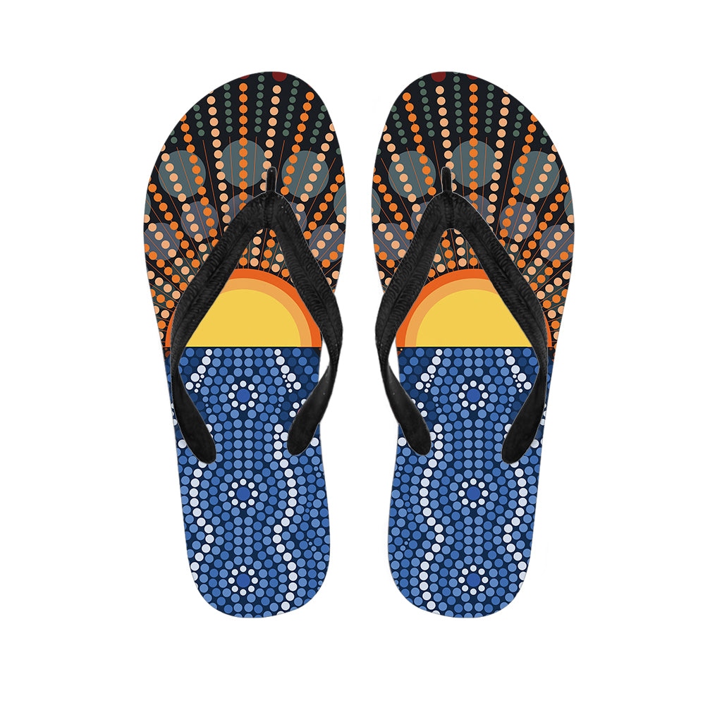 Aboriginal Indigenous Sunset Art Print Flip Flops