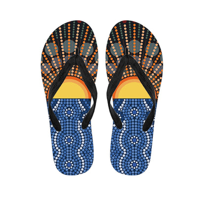Aboriginal Indigenous Sunset Art Print Flip Flops