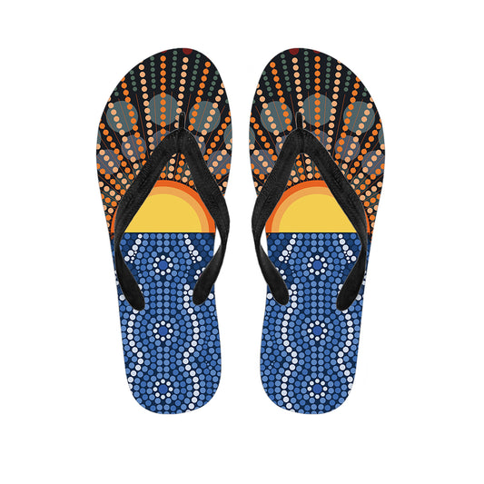 Aboriginal Indigenous Sunset Art Print Flip Flops