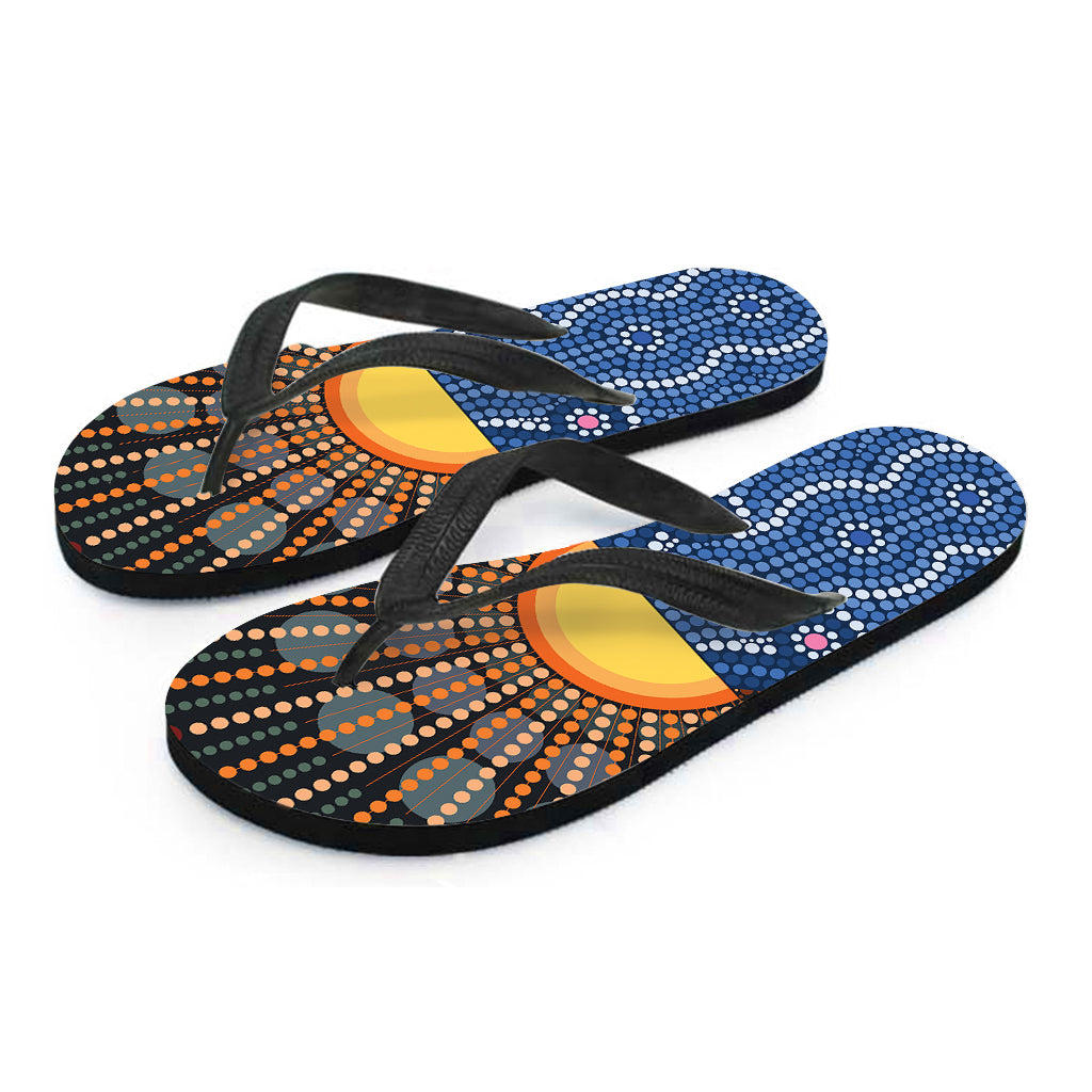 Aboriginal Indigenous Sunset Art Print Flip Flops