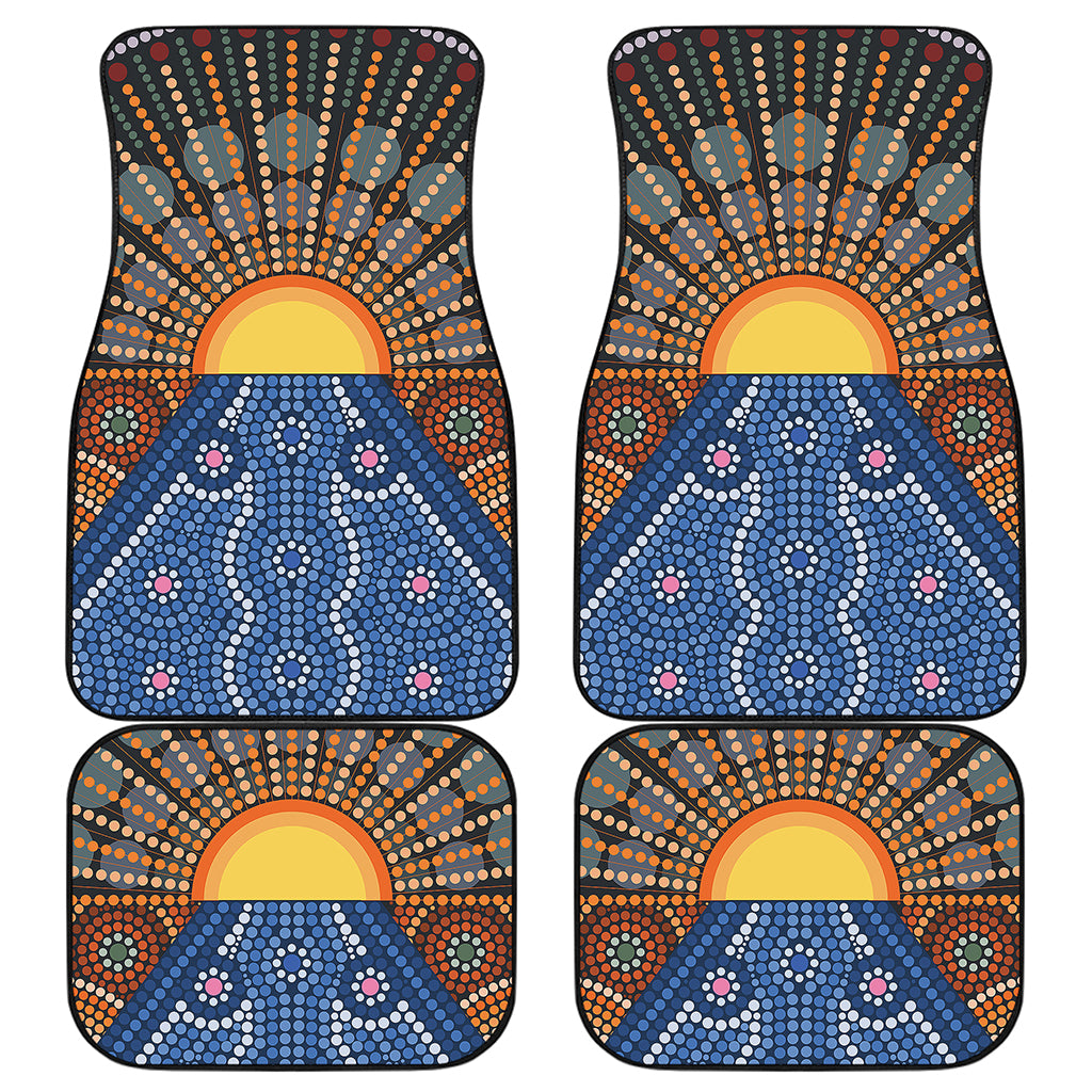 Aboriginal Indigenous Sunset Art Print Front and Back Car Floor Mats