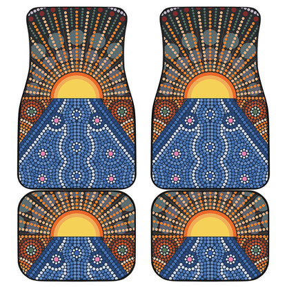 Aboriginal Indigenous Sunset Art Print Front and Back Car Floor Mats