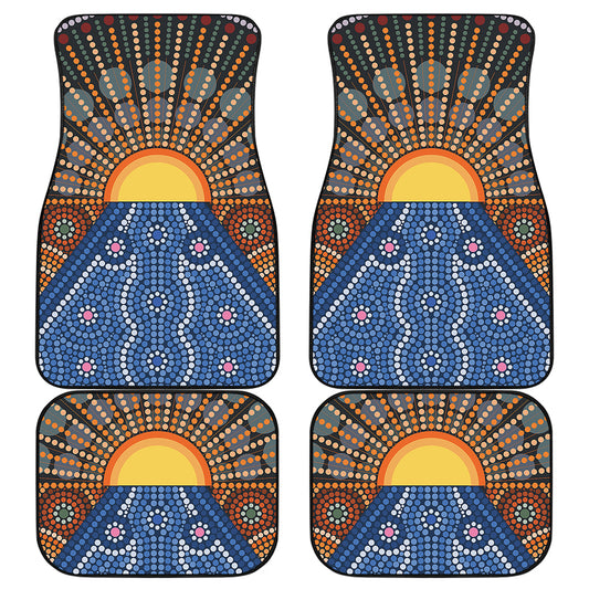 Aboriginal Indigenous Sunset Art Print Front and Back Car Floor Mats