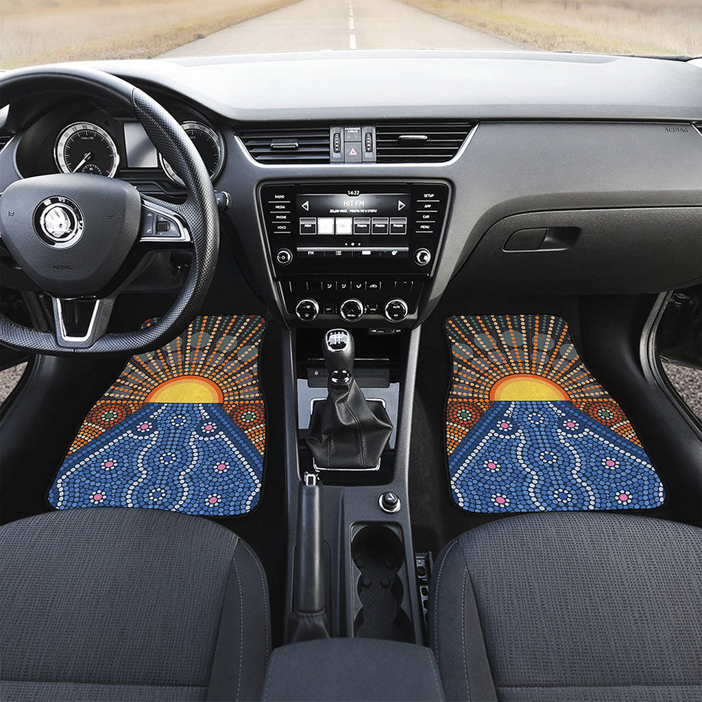 Aboriginal Indigenous Sunset Art Print Front and Back Car Floor Mats