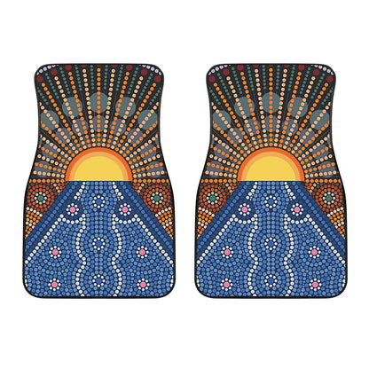 Aboriginal Indigenous Sunset Art Print Front Car Floor Mats