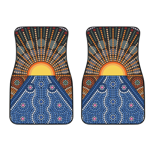 Aboriginal Indigenous Sunset Art Print Front Car Floor Mats