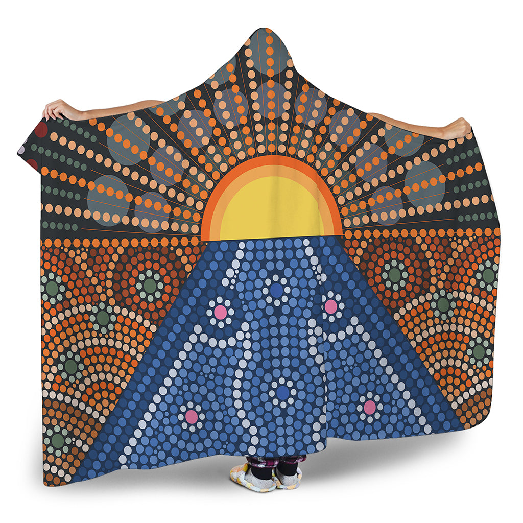 Aboriginal Indigenous Sunset Art Print Hooded Blanket