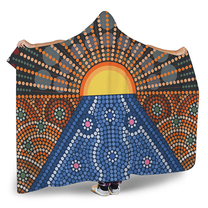 Aboriginal Indigenous Sunset Art Print Hooded Blanket
