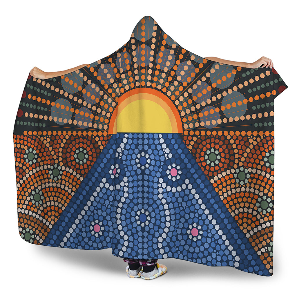 Aboriginal Indigenous Sunset Art Print Hooded Blanket