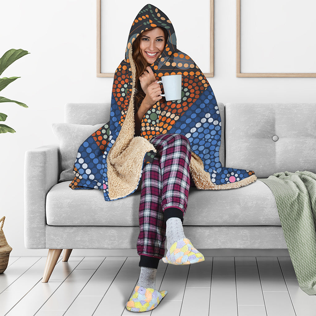 Aboriginal Indigenous Sunset Art Print Hooded Blanket