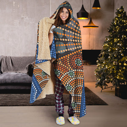 Aboriginal Indigenous Sunset Art Print Hooded Blanket