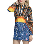 Aboriginal Indigenous Sunset Art Print Hoodie Dress
