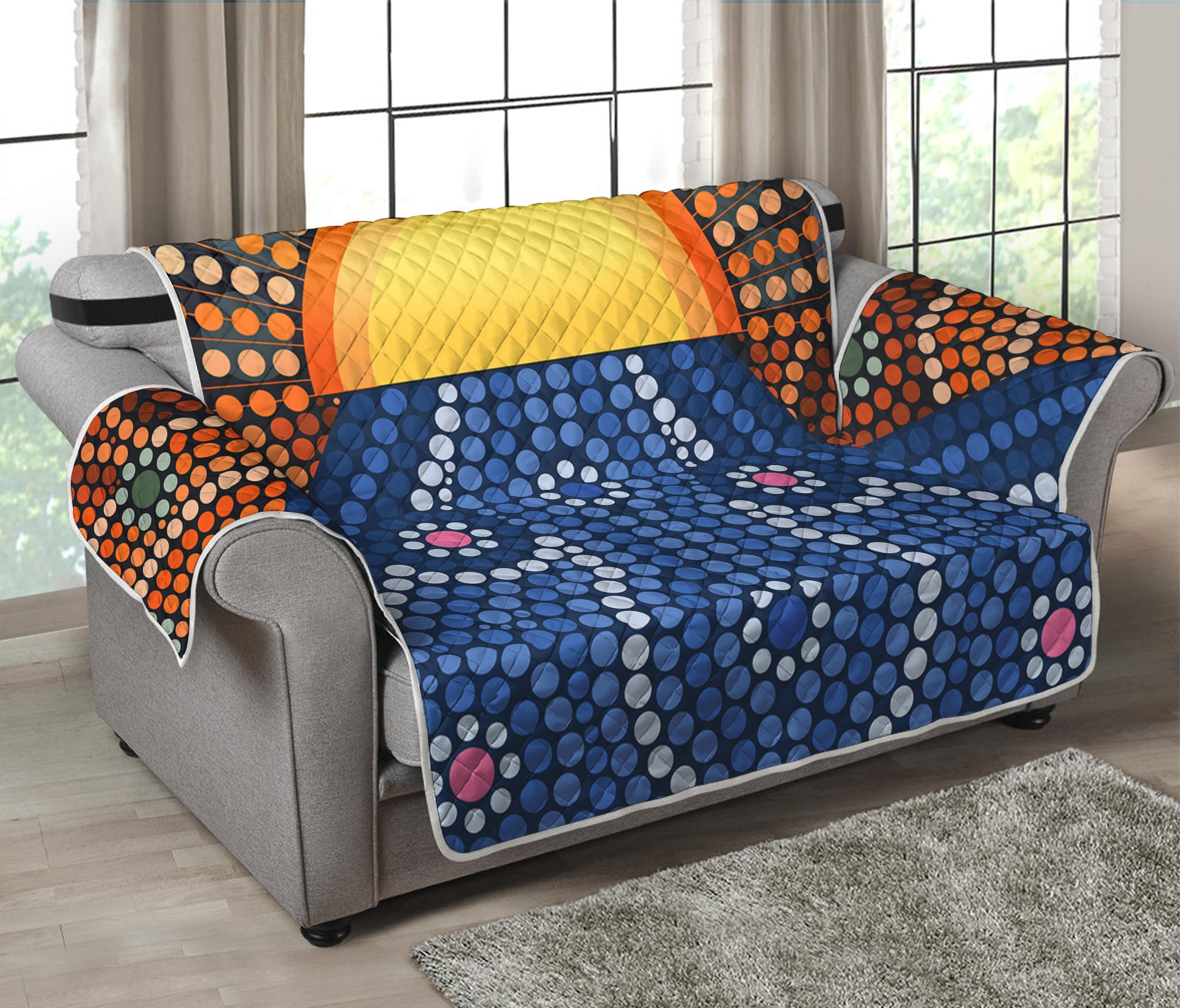 Aboriginal Indigenous Sunset Art Print Loveseat Protector