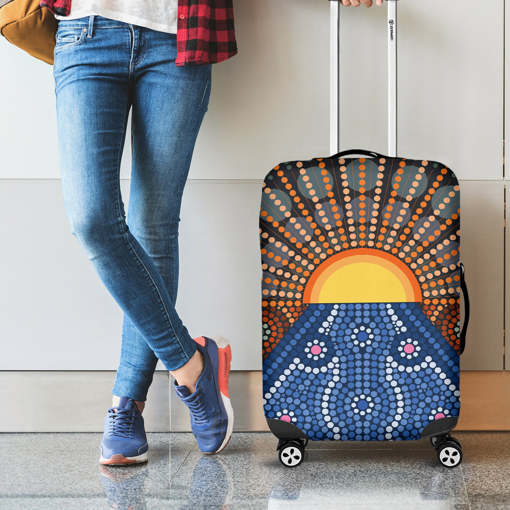 Aboriginal Indigenous Sunset Art Print Luggage Cover