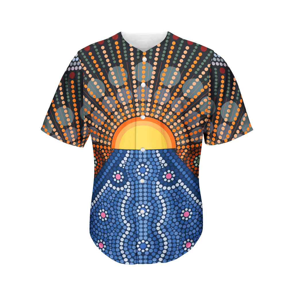 Aboriginal Indigenous Sunset Art Print Men's Baseball Jersey