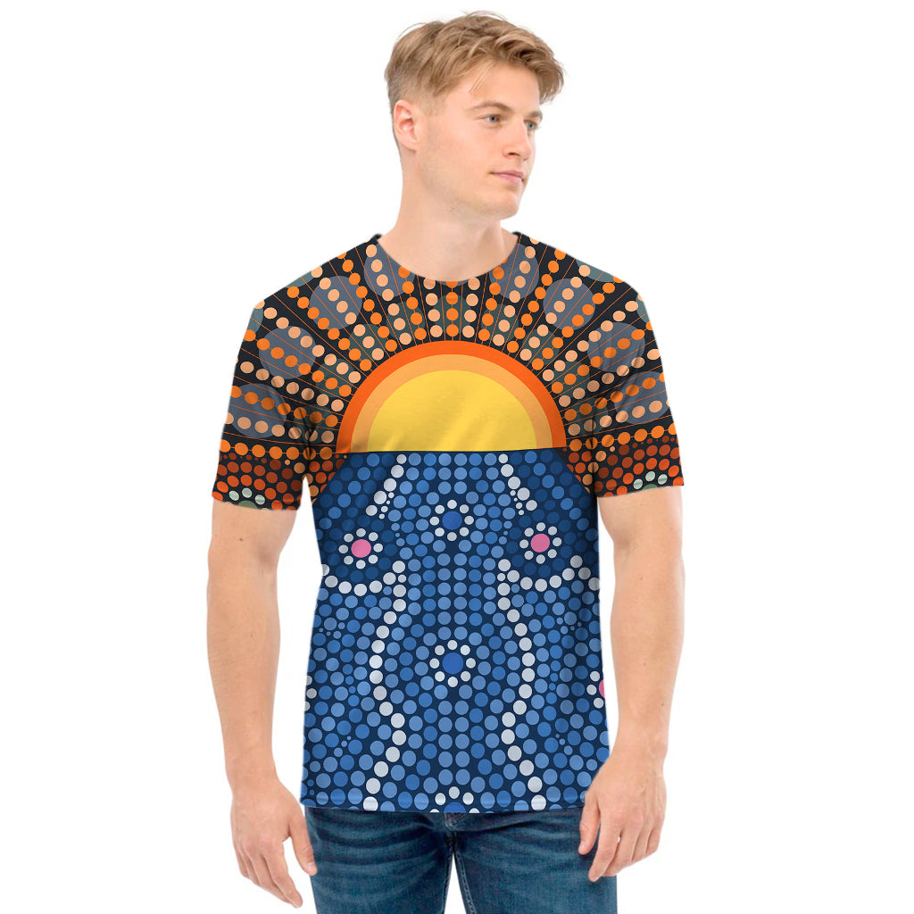 Aboriginal Indigenous Sunset Art Print Men's T-Shirt