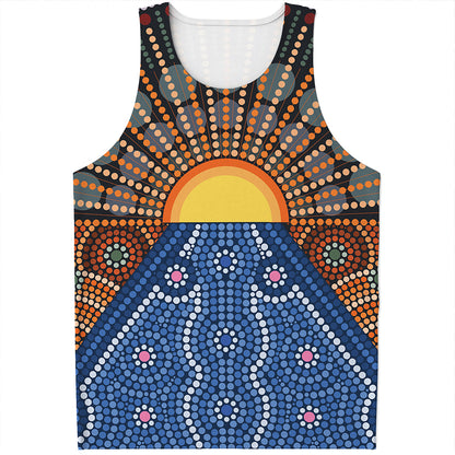 Aboriginal Indigenous Sunset Art Print Men's Tank Top