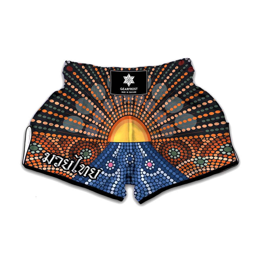 Aboriginal Indigenous Sunset Art Print Muay Thai Boxing Shorts