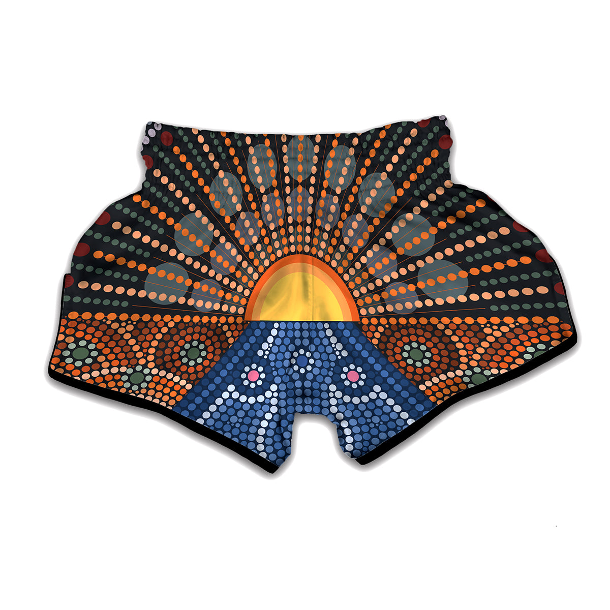 Aboriginal Indigenous Sunset Art Print Muay Thai Boxing Shorts