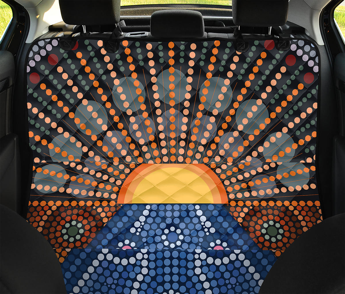Aboriginal Indigenous Sunset Art Print Pet Car Back Seat Cover